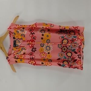 7th Ave New York & Co blouse small floral sleeveless top pink multicolor flowers